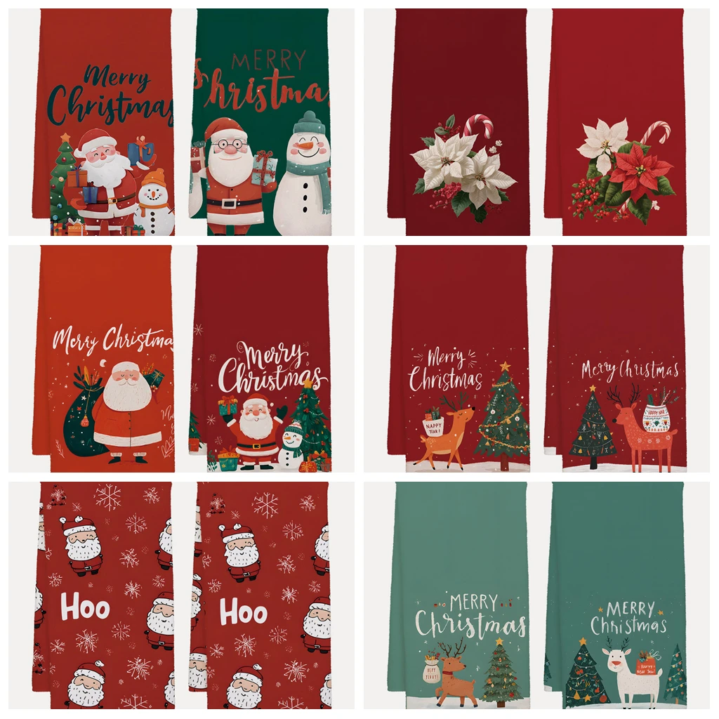 40x60 سنتيمتر عيد الميلاد منشفة شاي المطبخ قماش الأطباق عيد الميلاد نمط شجرة ثلج سانتا كلوز تنظيف الملابس هدية زينة عيد الميلاد #2