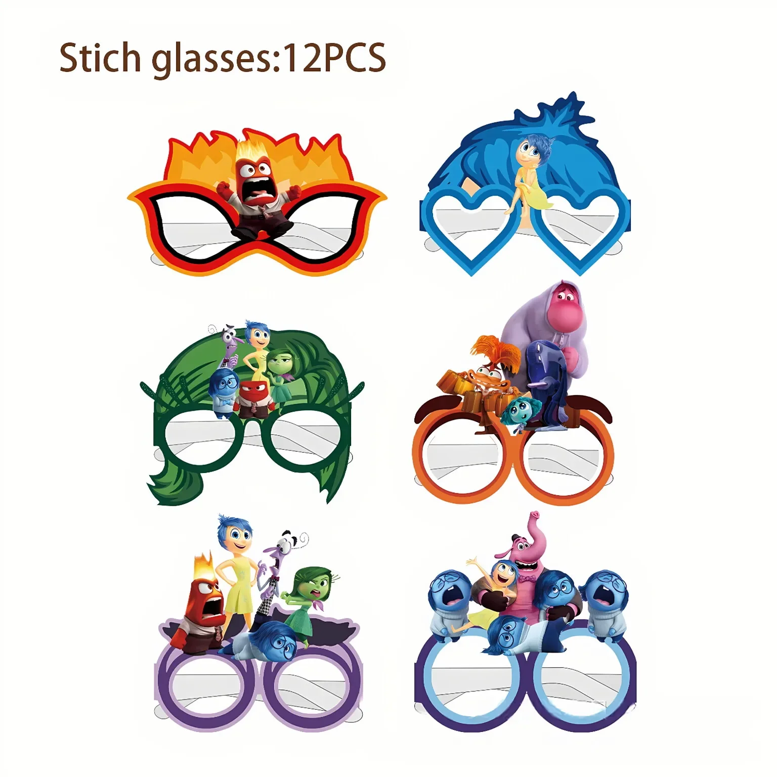 

Disney Inside Out 2 Series Children's Paper Glasses Birthday Party Decoration Photography Props Atmosphere Celebration Supplies