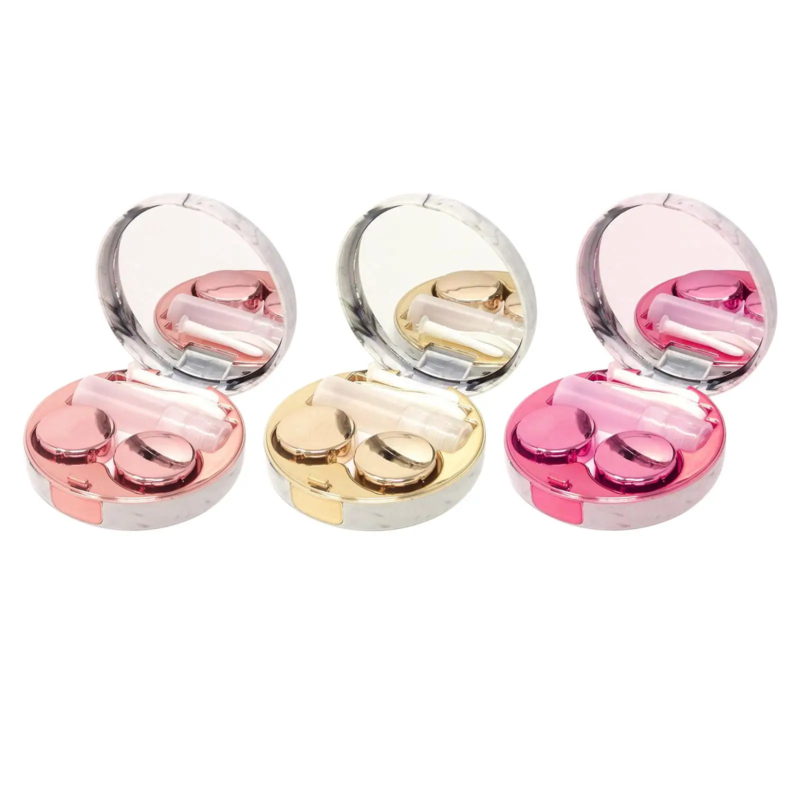 Marble Pattern Contact Lens Case Box Soaking Storage Container for Women and