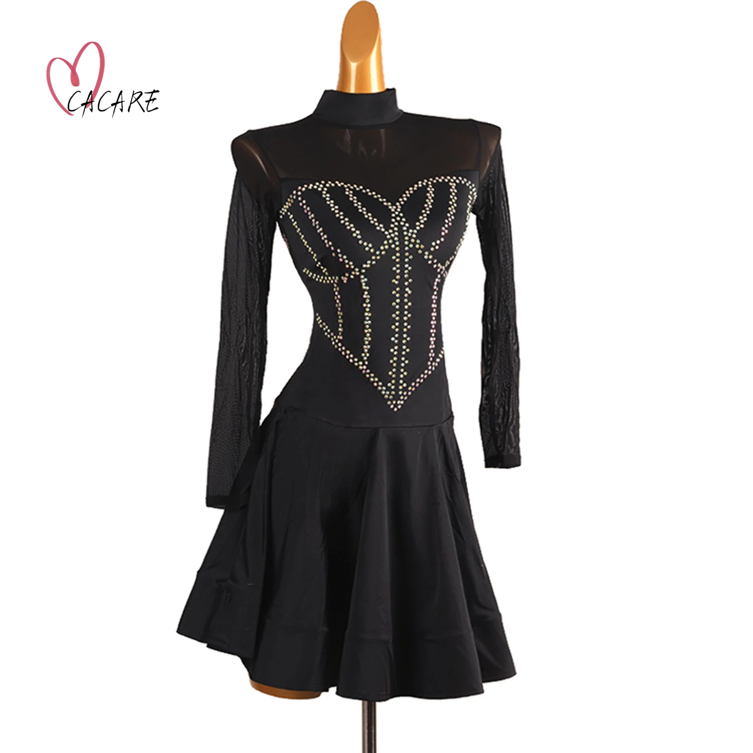 

CACARE платье для латиноамериканских соревнований, женский костюм, женский стандартный костюм самбы, одежда для латиноамериканских соревнований, костюм для сцены, одежда 1512