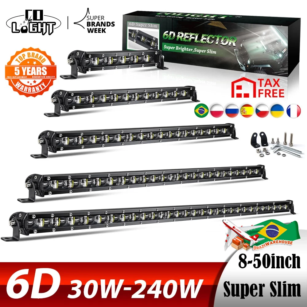 CO LIGHT 6D 30W 60W 90W 120W 150W 180W 210W 240W LED Work Light Bar Offroad Led Worklights 12V 24V Led Bar for Niva 4X4 ATV SUV