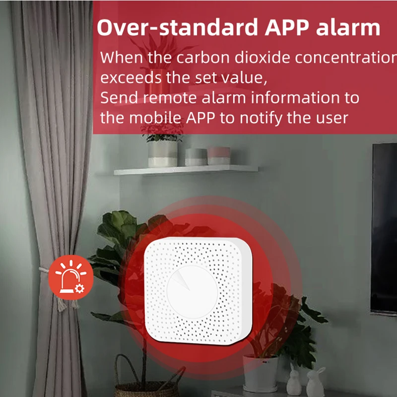 Imagem -06 - Tuya Detector de Dióxido Carbono em Casa Inteligente Ligado Sensor Co2 Qualidade do ar Detector Vegetais Galpão Escola wi fi