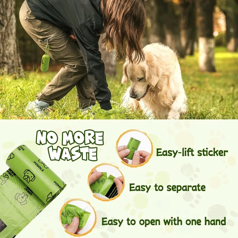 Dog Poop Bag Set with Dispenser & Leash Clip, Thick Waste Poop Bags for Puppy/Small/Medium/Large Dog & Cat (180PCS)