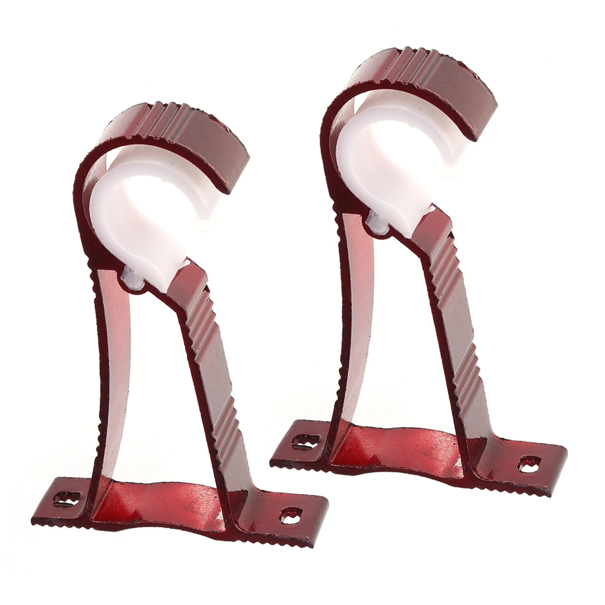 

2pcs Roman Style Curtain Rod Bracket Aluminum Alloy Sturdy Single Holder For 25-30Mm Drapery Pole Easy Install Screw Holes White