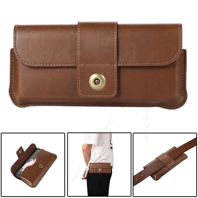 

PU Leather Phone Pouch For Samsung Z Fold 6 5 4 5G Waist Phone Flip Case Bag For Galaxy Z Fold6 5 4 3 2 Belt Clip Holster Cover