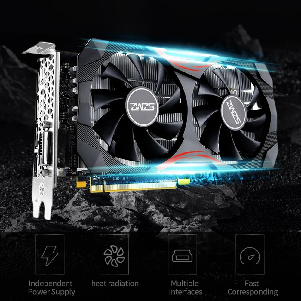 Видеокарта RX 580 с двойным вентилятором NVIDIA 8 ГБ, графическая видеокарта 1257 МГц 8Pin GDDR5, трубка радиатора для настольного компьютера