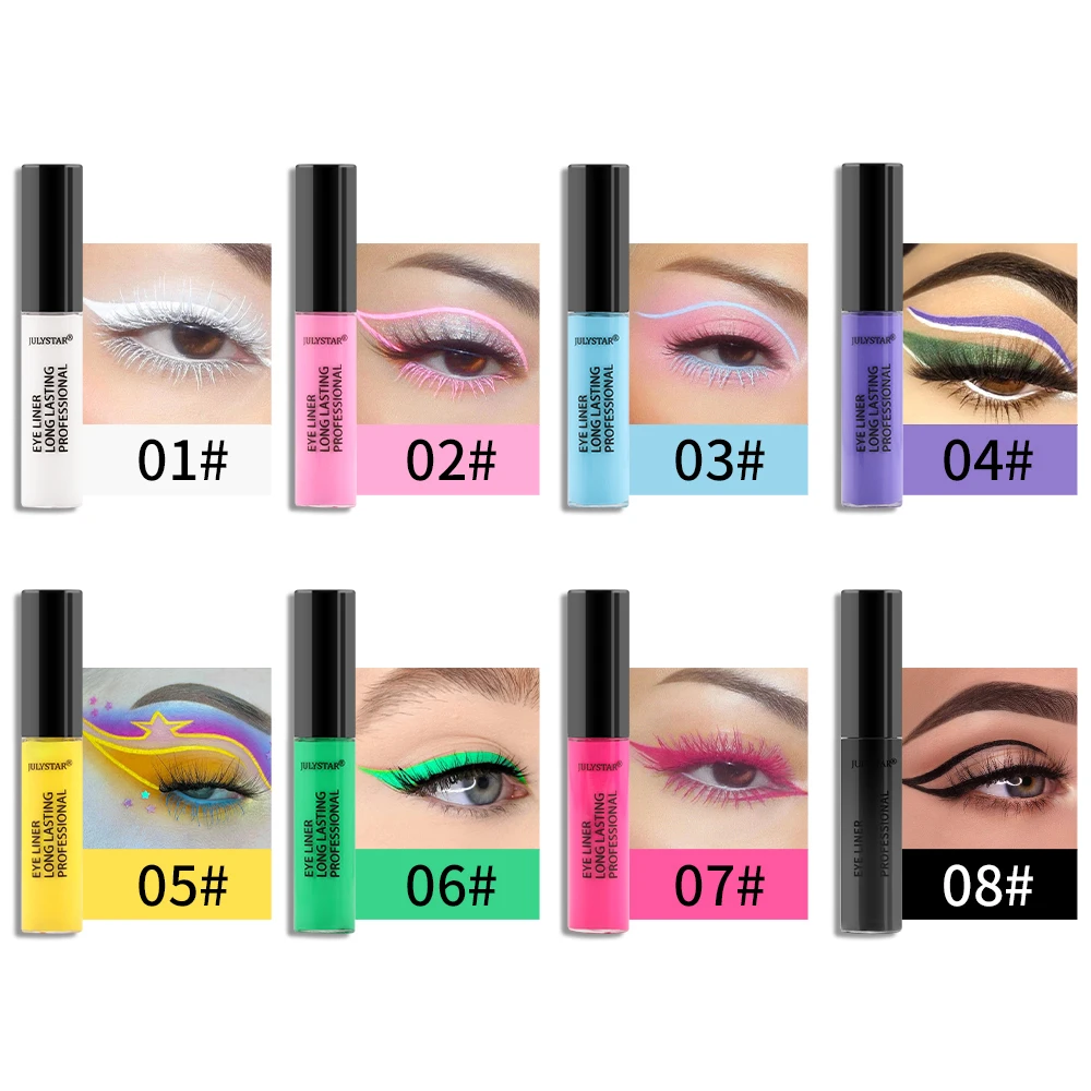 8 ชิ้น/กล่องอายไลเนอร์กันน้ํา Liquid Matte Quick-Drying Eye Liner Make Up สีสันอายไลเนอร์ปากกาแต่งหน้าเครื่องสําอาง
