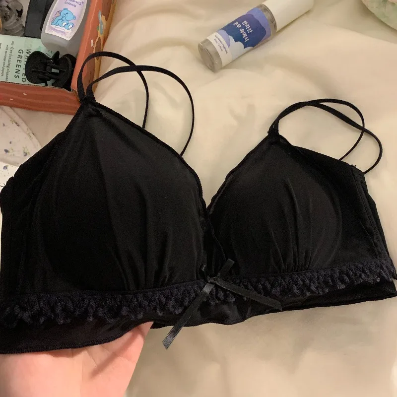 Süßes süßes französisches BH-Set oder kabelloses Push-Up-Bralette für Mädchen, kleine Brust, Demi-Cup, dünnes, bequemes Dessous-Set, kostenloses Schiff MOYISU