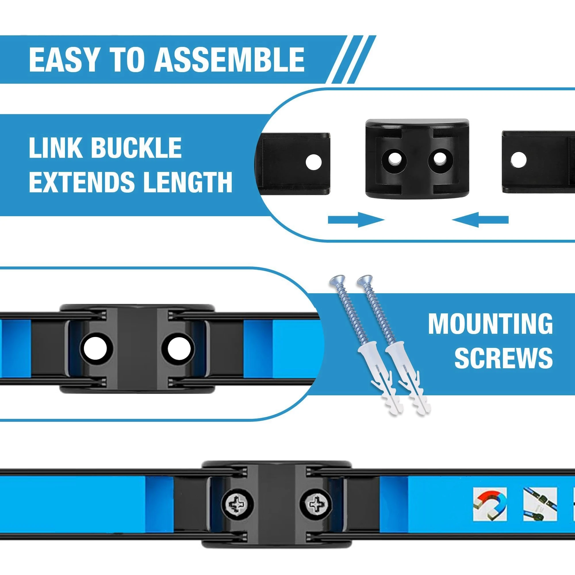 Strong Magnetic Tool Holder Heavy-duty Magnet Tool Bar Wrench Garage Organizer Wall Mounted Tool Storage Bar Strip Rack