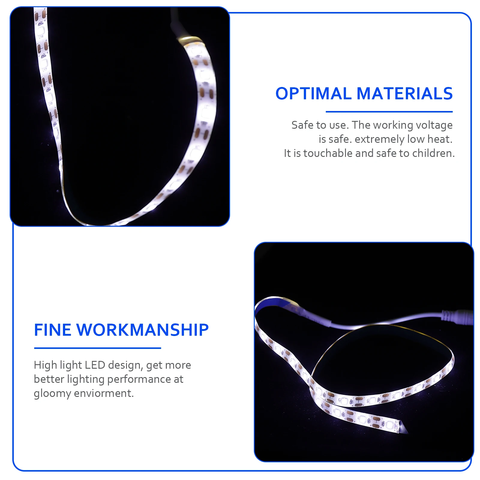 Human Body Induction Case Strip Light Decorative Strip Lamp Bedside Strip Light for Home Bedroom without (Cold W