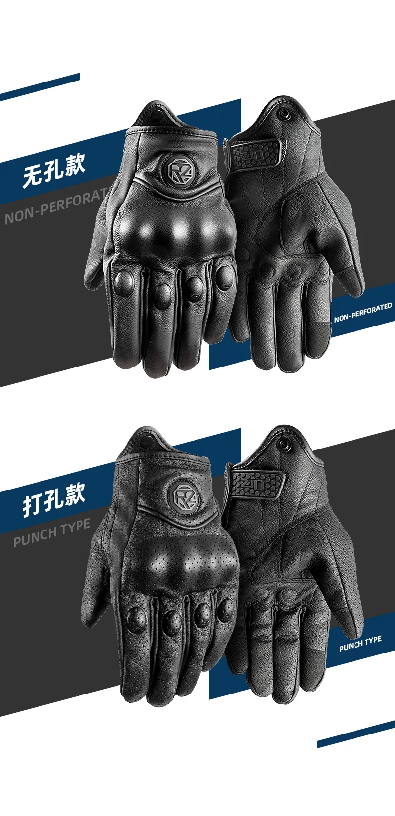 ORZ Motorrad-Reithandschuhe, Ziegenleder, Vollfinger-Handschuhe, Handschuhe für Motorräder, Handschuhe – Detail 3