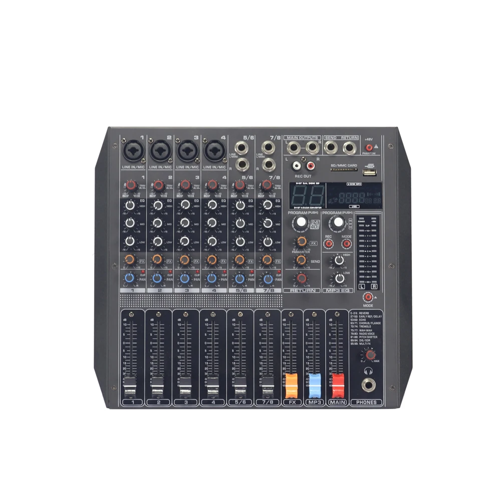 8 channel 99 DSP audio mixer usb interface controller home music KTV best sound mixer professional sound mixer