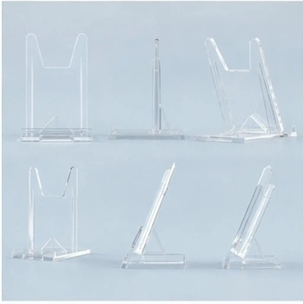 6Pcs Acrylic Display Stand Multi-Functional Plate Holder Picture Frame Handbag Display Rack for Home Decor Retail Shelf