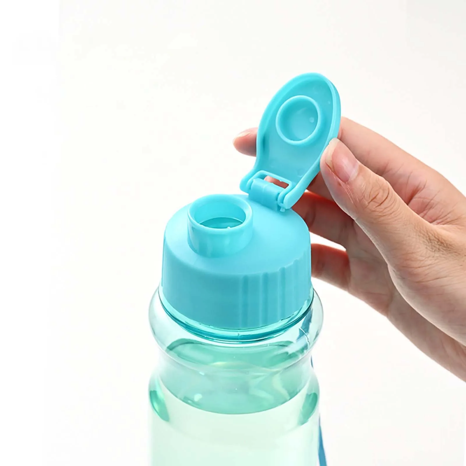 650ml Plastic Water Bottle Portable Sports Cup With Anti Drop Rope Outdoor Water Container Color Transparent Pet Flip Cover