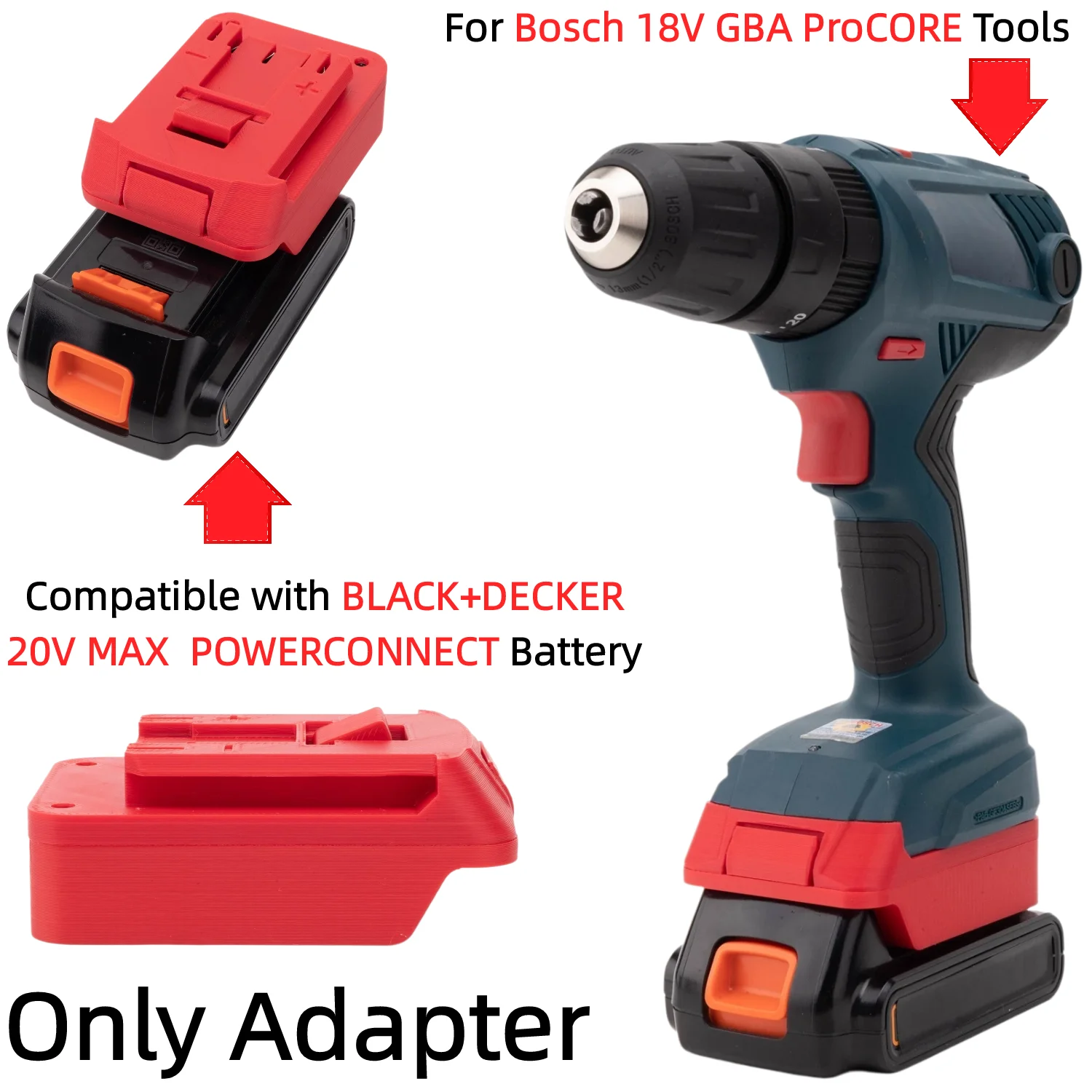 Battery Adapter for BLACK+DECKER 20V MAX POWERCONNECT Li-ion Battery To Bosch 18V GBA ProCORE Drill Impact Wrench(Only Adapter)