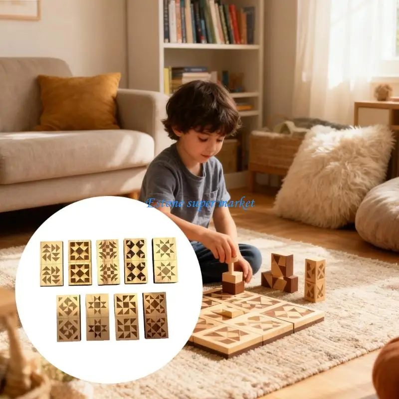 090B Puzzle z naturalnego drewna klocki edukacyjne zabawki dla dzieci rodzinny czas zabawy
