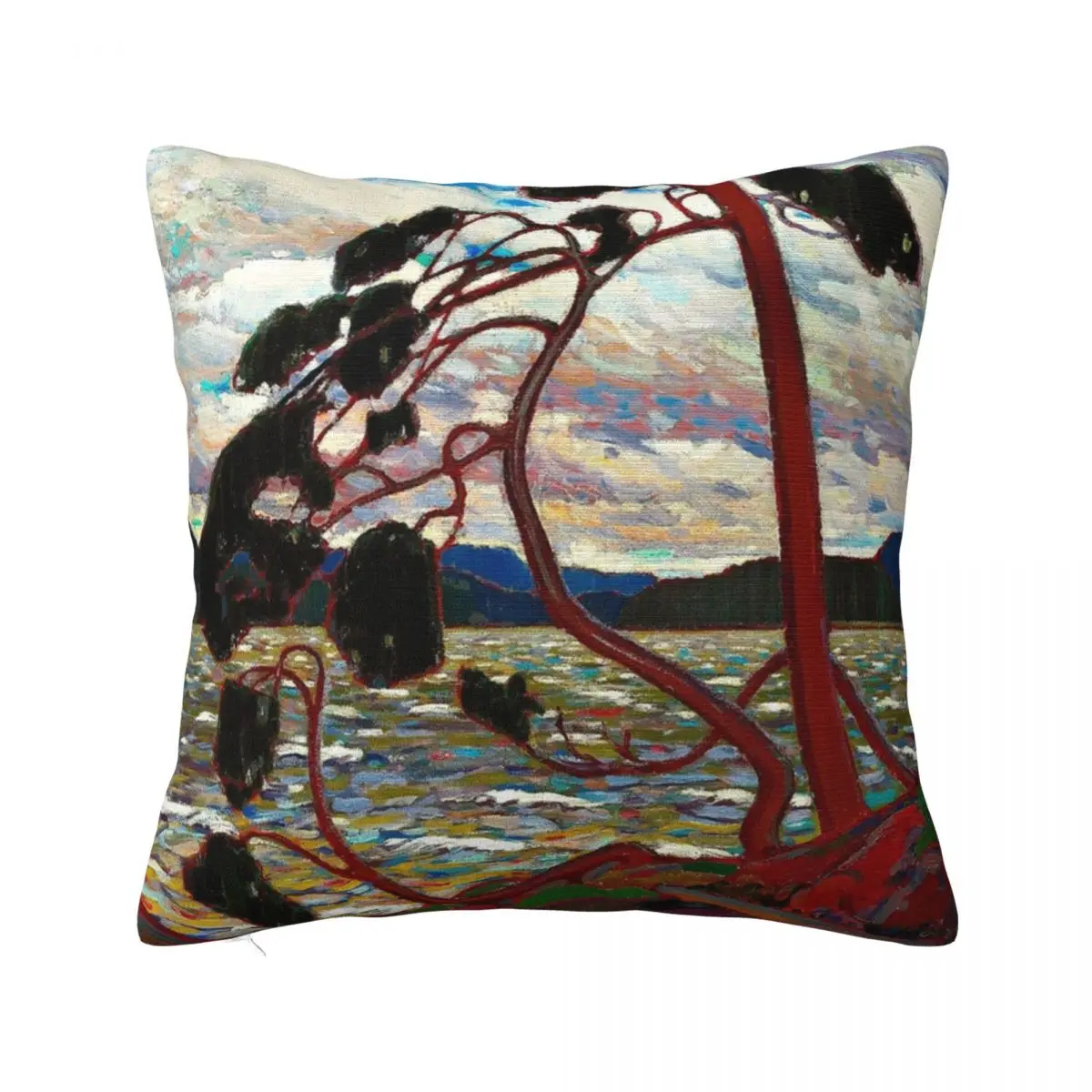 

WEST WIND : Vintage 1919 Tom Thomson Algonquin Park Art Print Throw Pillow Room decorating items Decorative Sofa Cushion