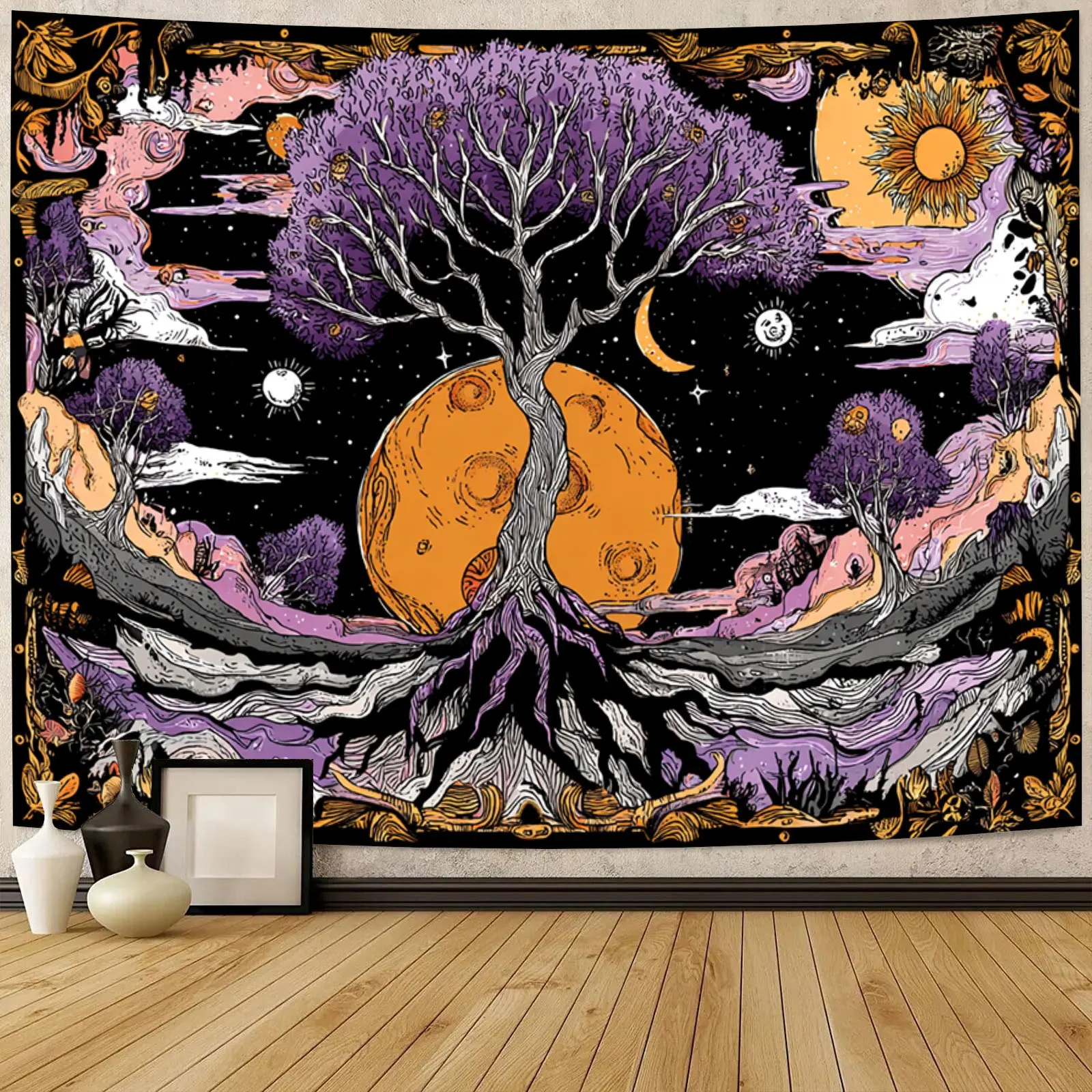 Psychedelic Cosmic Tapestry Tree of Life Galaxy Bohemian Space Decoration Art Wall Hanging 180x280cm
