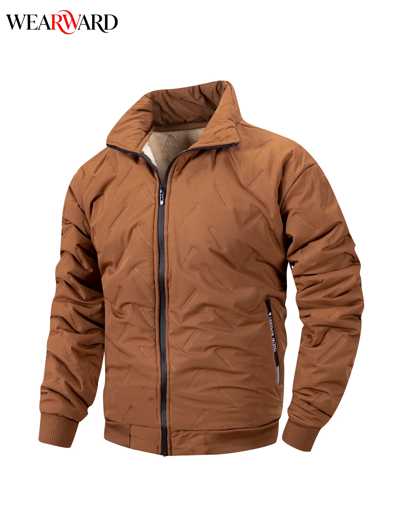Winter Men's Thick Warm Sherpa Lined Jacket Stand Collar Quilted Windproof Coat Zipper Pockets Casual Commute Outdoor
