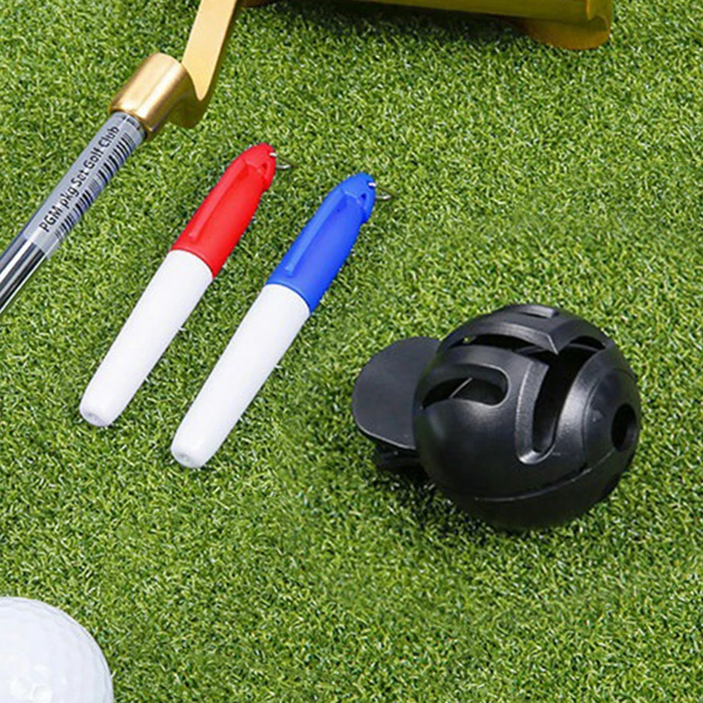 Double-Sided Golf Line Marker Template, Golf desenho alinhamento marcas ferramenta, Training Aids, ferramenta ao ar livre, 2 canetas