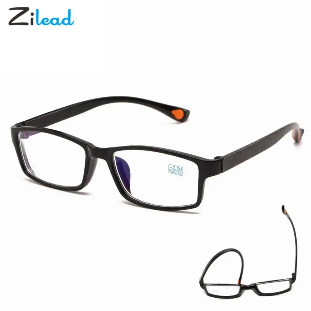 Zilead Square Myopia Glasses Ultralight Near-sighted Eyeglasses Women Men TR90 Frame Myopic Eyewear Diopters-1-1.5-2-2.5-3-3.5-4