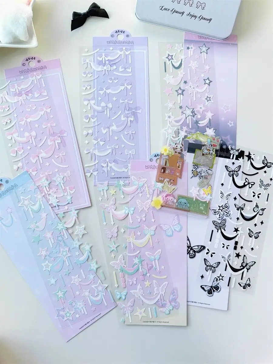 MINKYS Nuovo Arrivo 3 pz 6 pz Kawaii Orso Nastro Laser Bling Adesivi FAI DA TE Scrapbook Adesivi Coriandoli Decorazione Cornice Foto FAI DA TE