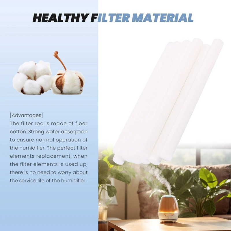 Humidifier Cotton Swabs, Humidifier Refill Stick Portable Personal USB Mini Humidifier Filter Replacement Elements 10Pcs