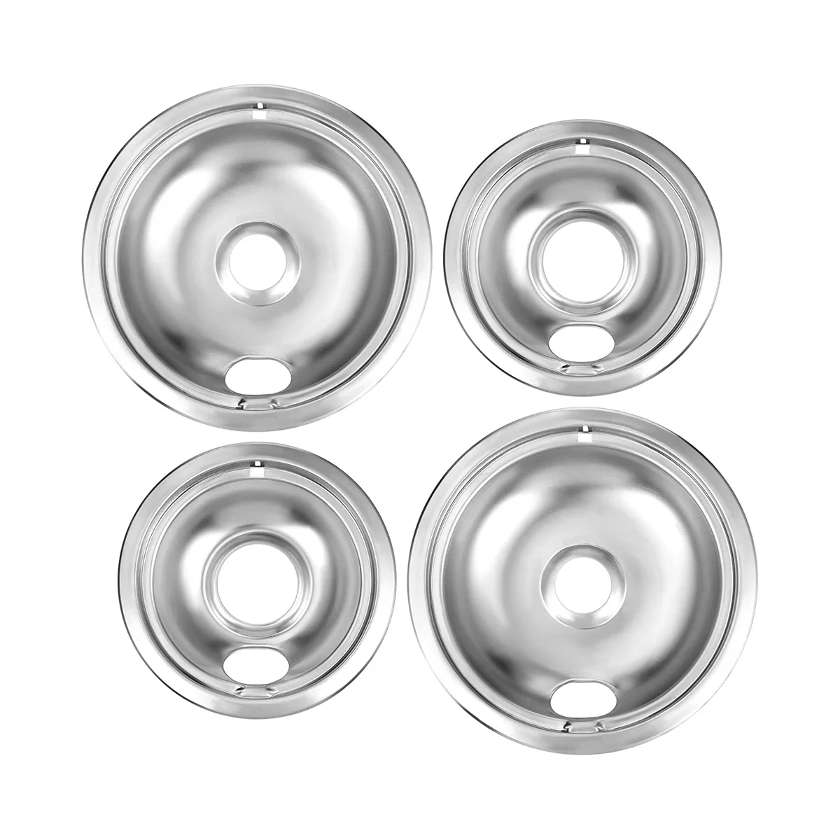 Drip Pan Kit,Universal Chrome Burner Drip Bowls Replacement for Kitchen Aid Range W10278125 W10196405 W1019640