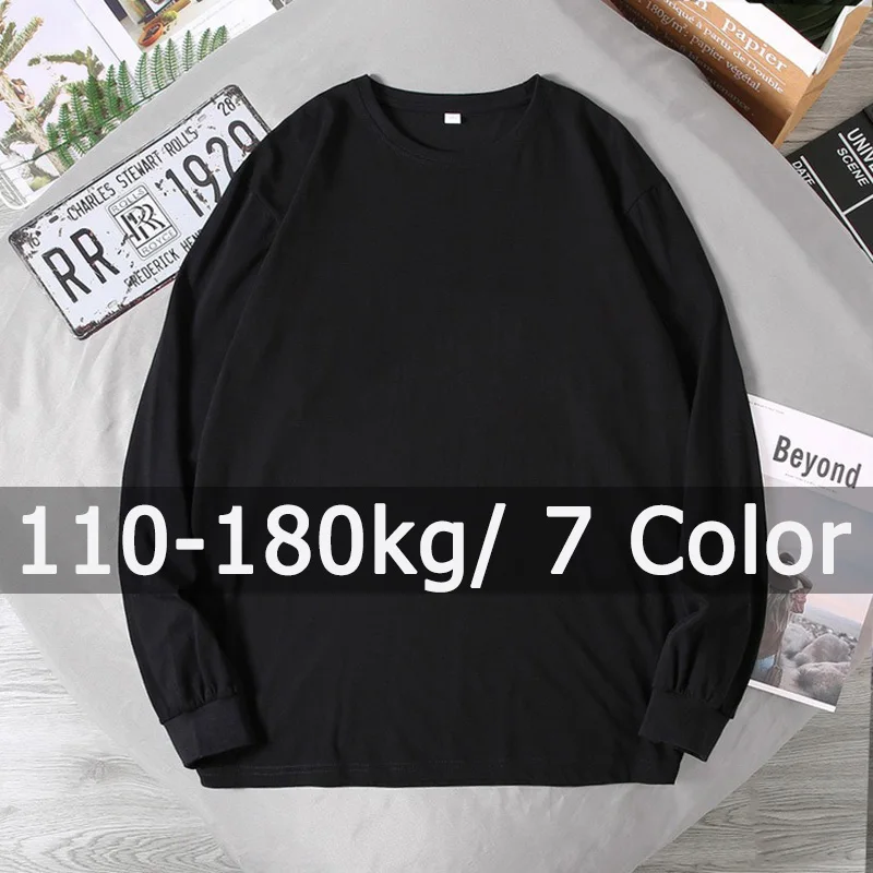 Men's Sweatshirt Pullovers Plus Size Long Sleeve T-shirt Big Size 110-180kg 5XL 6XL 7XL Autumn Winter Large Size Men Clothing