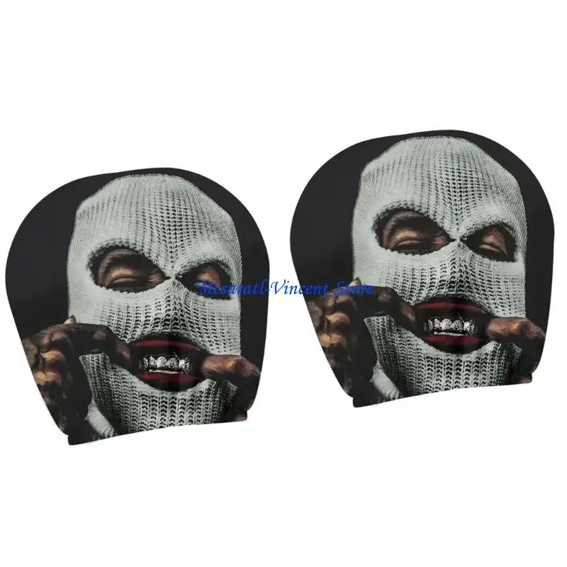 A70F Car Headrest Covers Designed With Bold Funny Face Faces Headrest Cover,Stretchy Fabric Humorous Cushion