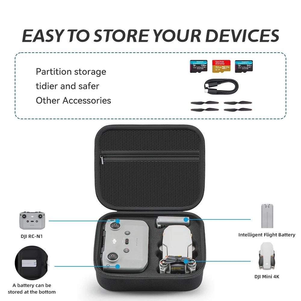 Portable Storage Bag Protective Carrying Case for DJI Mini4K/Mini 2SE/Mini 2 Hard Shell Carrying Case Nylon Drone Accessories view 2