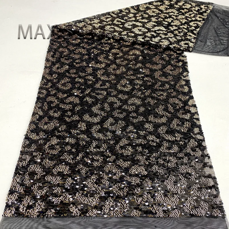 

New Leopard Print Pattern 5mm Rolled Sequin Embroidery Women's Skirt Dress Children's Clothing Bag Hat Sequin Fabric Width 125CM