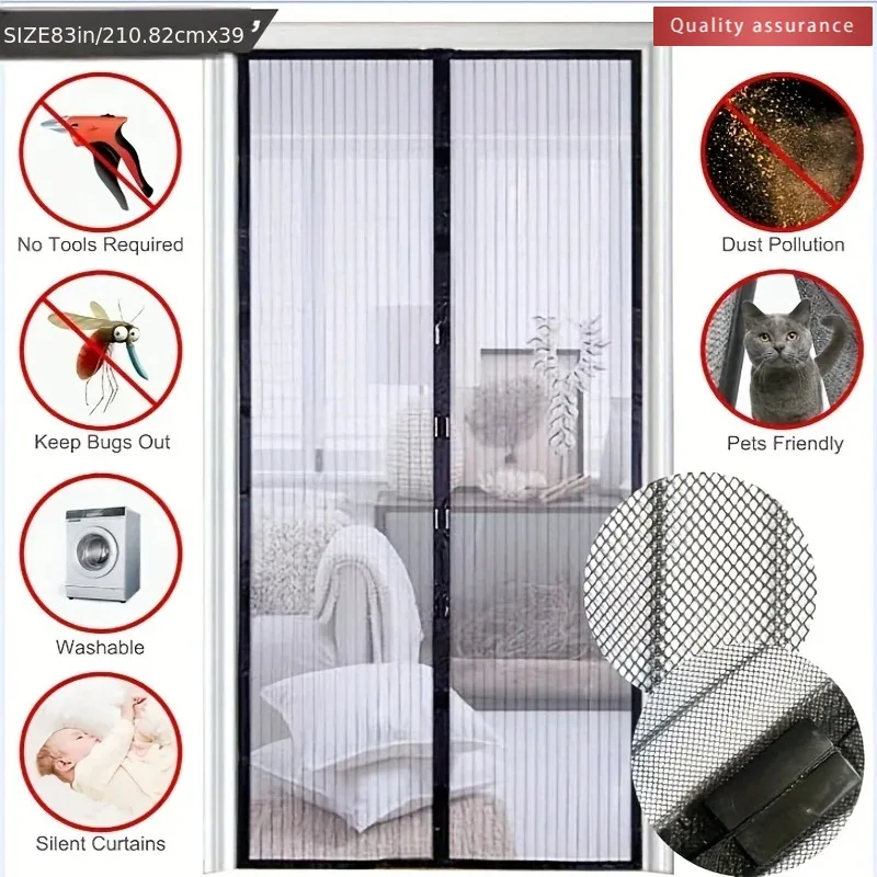 Summer Anti-mosquito Magnetic Screen Door Curtain Net Anti-insect And Fly Partition Curtain Net Automatic Closing Screen Window