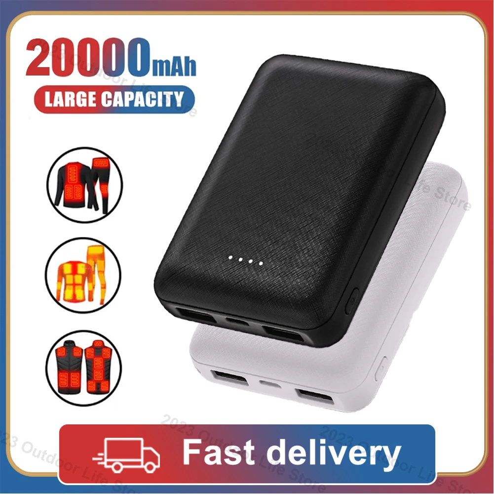 20000mAh 5V 2.1A Carregamento rápido Power Bank Bateria externa portátil para aquecimento colete jaqueta roupa íntima