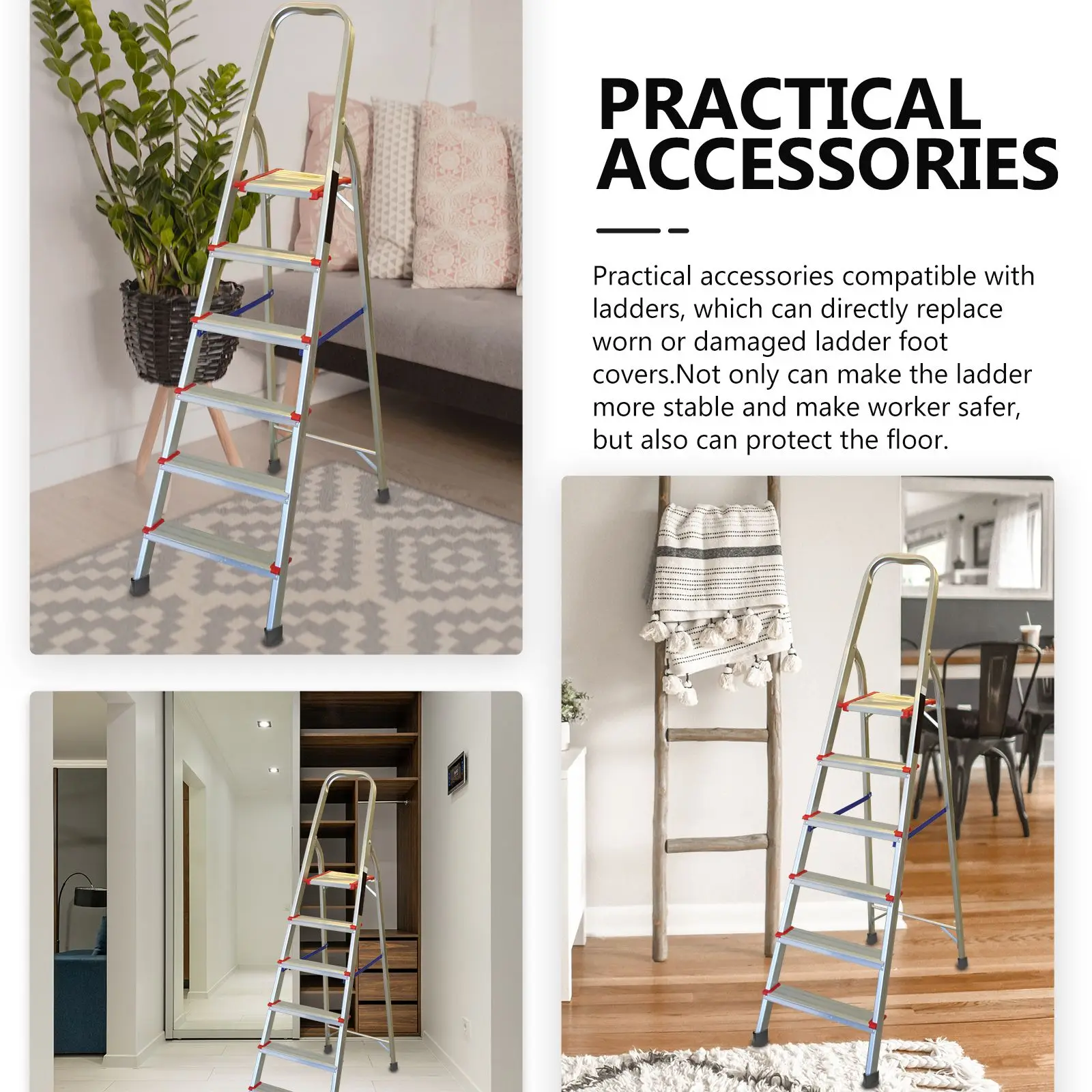 4 Pcs Ladder Foot Cover Step Feet Caps Ladders Hexagon Protective Covers Leg Rubber for Pad