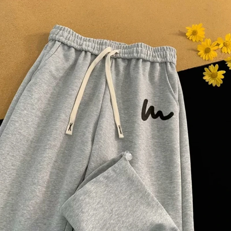 American Inspired Men's Sweatpants Wave Graphic Print Baggy Straight Leg with Drawstring Hem Fall Casual Lounge Pants