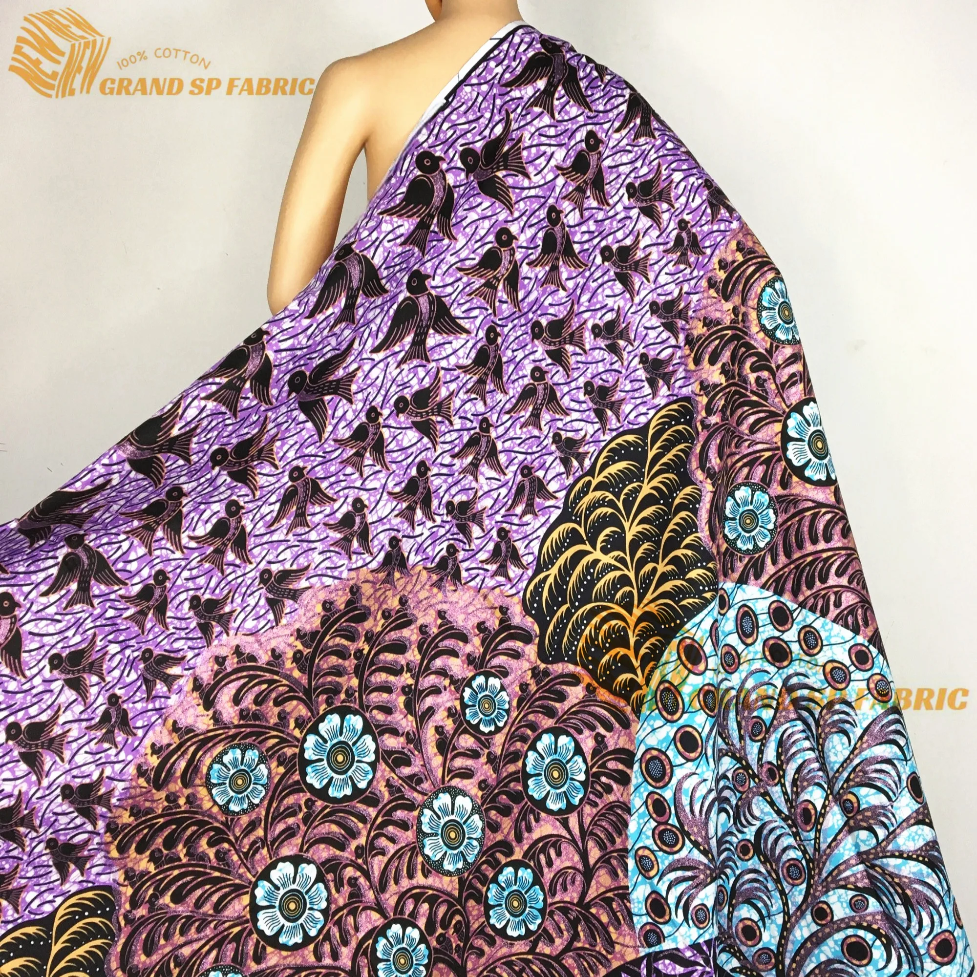 Grand Super Fabric 100% Cotton African Wax Fabric High Quality Wax Print Ankara Fabric 6 yards Women Fabric For Sewing