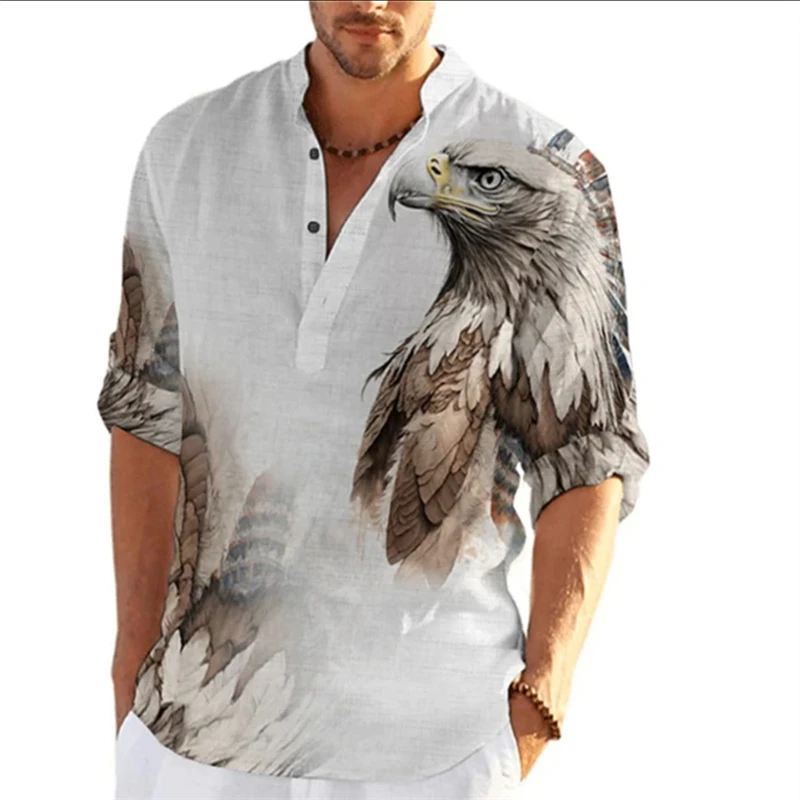 Camisa masculina de manga comprida estampada, Outdoor Street Clothing, Respirável, Designer Fashion, Casual