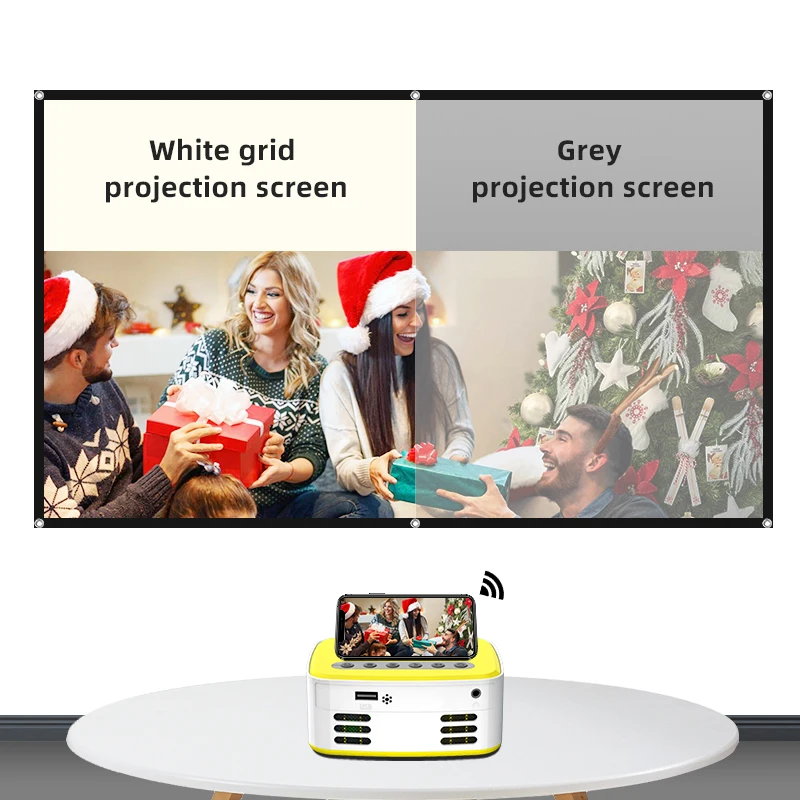 Salange Projector Screen 16:9 White Grid Anti Light Curtain 100 120Inch HD High Brightness Foldable Reflective Cloth for Home