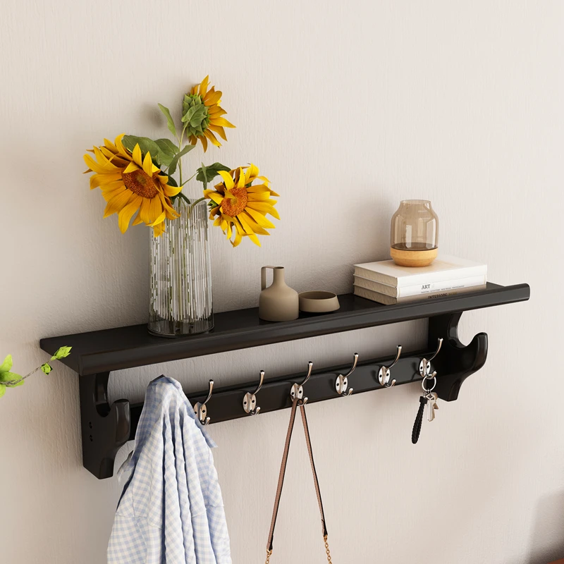 

Hanging hanger wall hanging wall solid wood coat rack entrance bedroom clothes hanger shelf door hanger wall