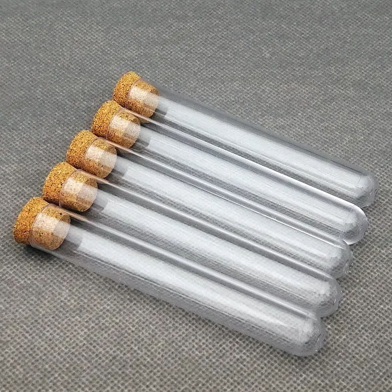 20pcs 30pcs 50pcs 16x100mm Transparent Plastic Test Tubes With Corks ,Party Candy Bottle with Round Bottom,Wedding Gift Vial