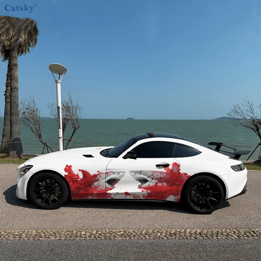 

Sharks Roaring Bloody Car Vinyl Wraps Decal Self-adhesive PVC Sticker Suitable for Trucks SUV Decoration Auto Accessories Gift