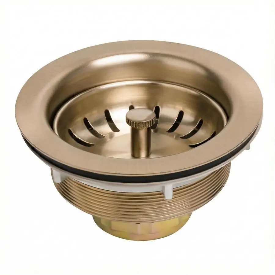 

Bronze Kitchen Sink Drain Fit 3.5 inch Standard Sink Fit 1.5 inch Pipe Champagne Gold Brushed 304 Stainless Steel Sink Strainer