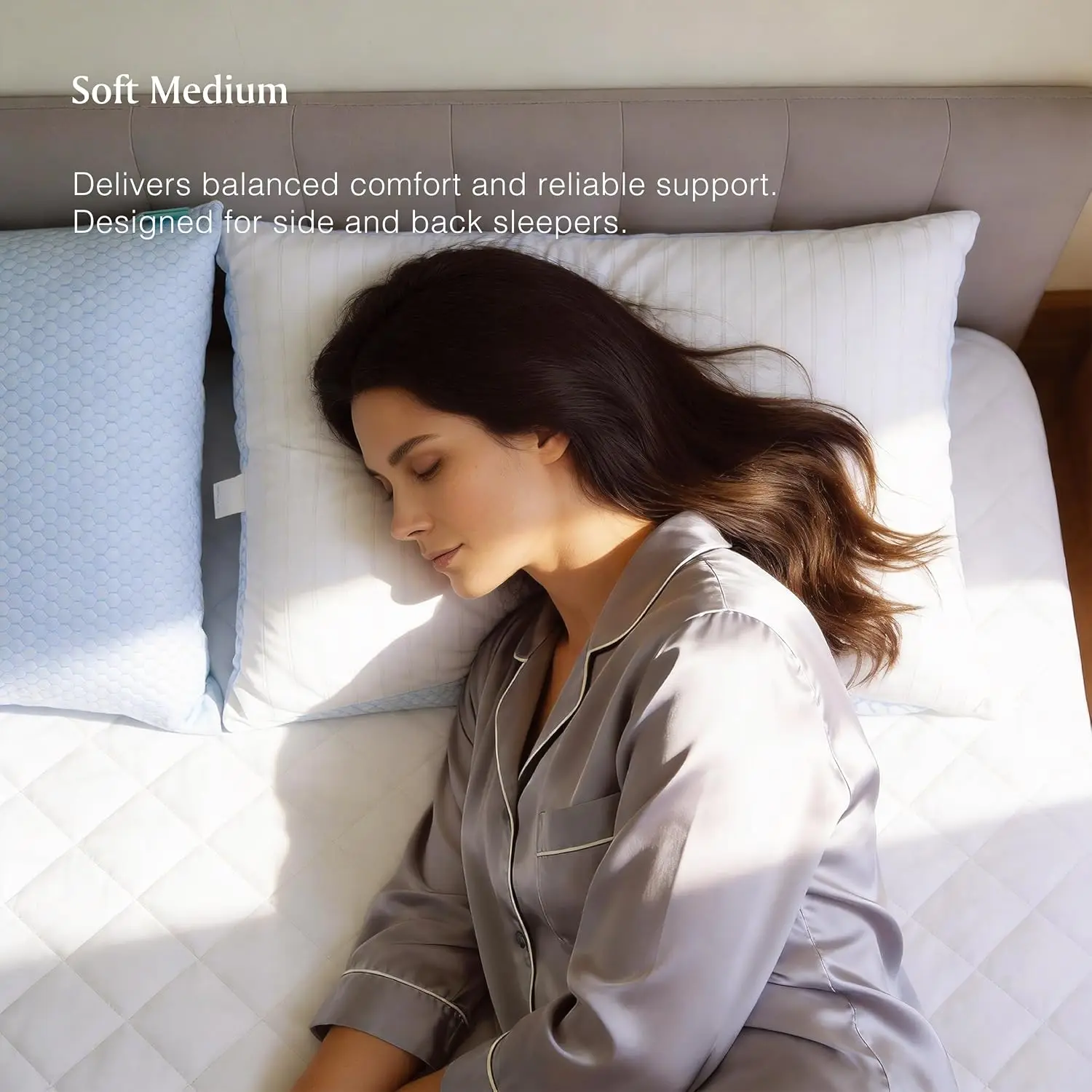 Luxury Hotel Cooling Pillows King Size Set of 2, 500 TC Cotton Cover, Down Alternative - view 5