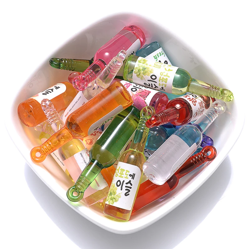 10Pcs/Lot 9x40mm Glass Bottle Pendant 8 Color Glass Jinro Sake  Bottle Pendant DIY Findings Necklace Bracelet For Jewelry Making