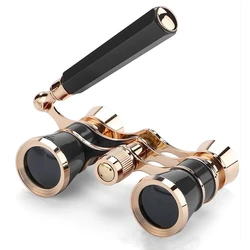 3x25 Vintage Binoculars Telescope Opera Theater Glasses with Retractable Handle Women Girls Telescope Hose Racing Glass