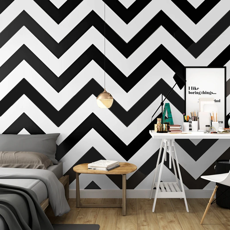 Nordic Black and White Striped Wallpaper Simple Geometric Lines Clothing Store Living Room Industrial Wind Wallpapers