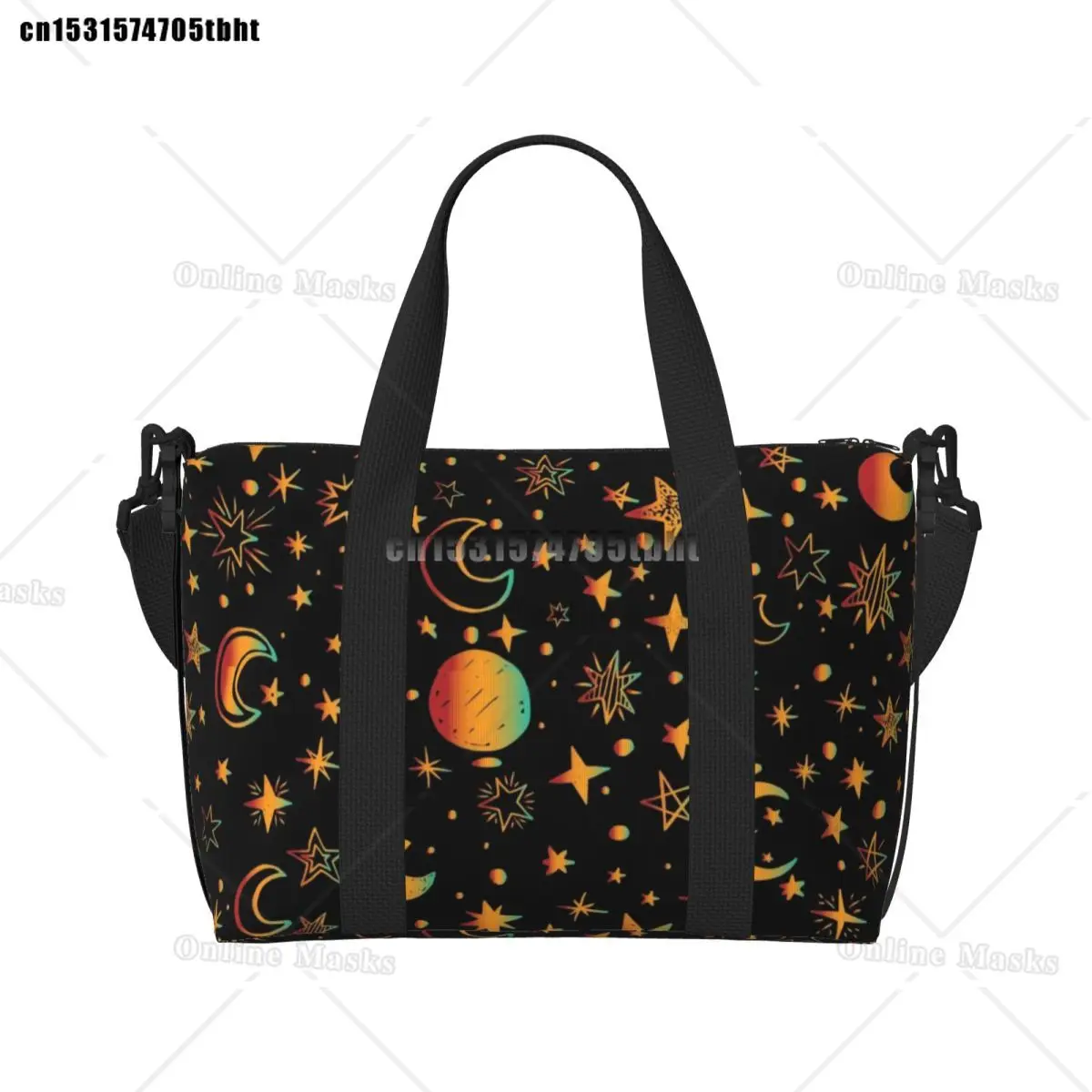 Large Celestial Moon And Stars Tote Bag for Women Space Universe Galaxy Astronomy Shopping Shoulder Gym Beach Travel Bag