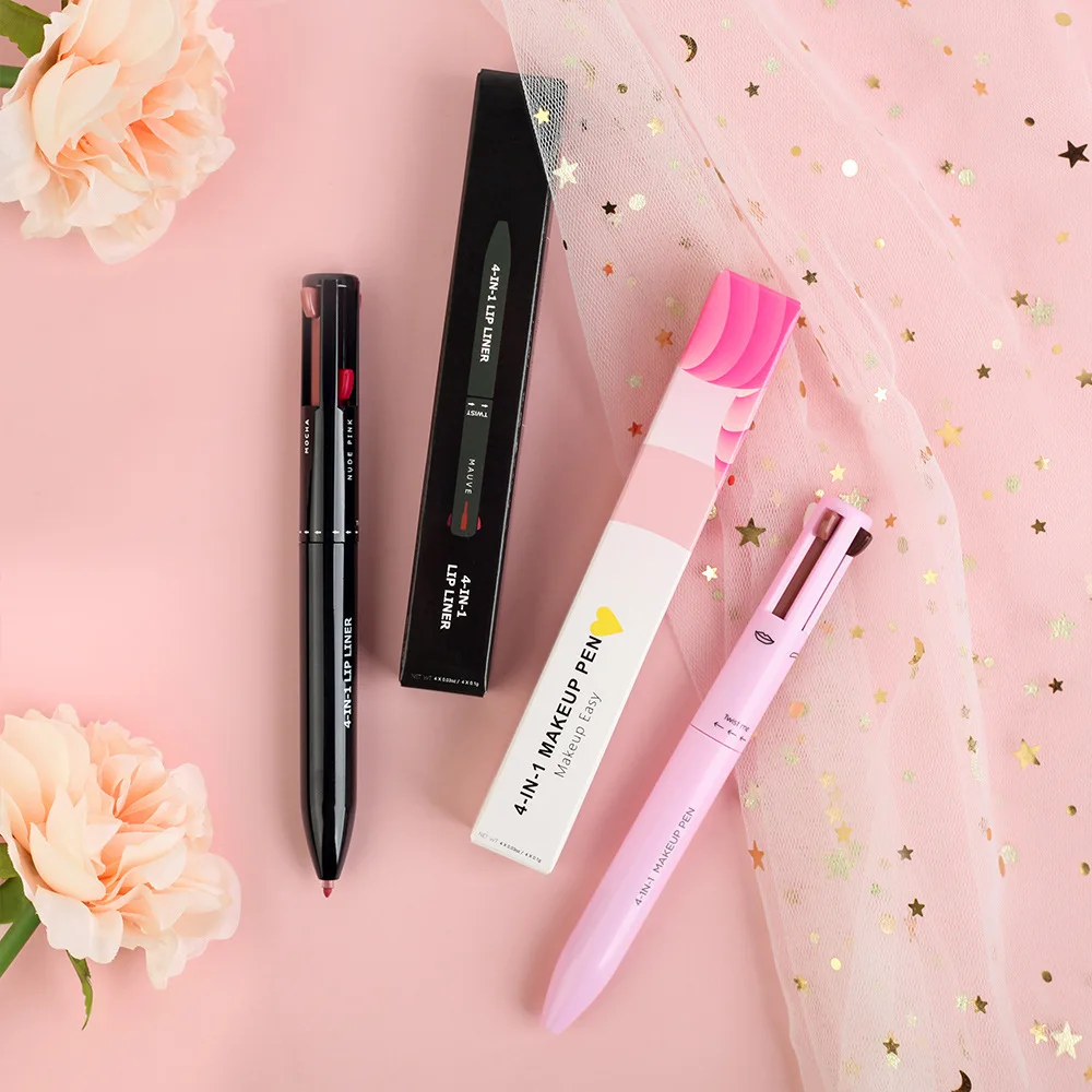 ปากกาแต่งหน้า 4-in-1 Private Label 4 สี ไฮไลท์ลิปไลน์ อายไลเนอร์ ดินสอเขียนคิ้ว