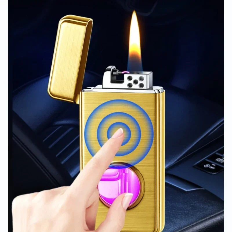 Intelligent Voice Control Four Arc Ignition Methods Kerosene Lighter Visual Color Light Transparent Window USB Electric Lighters